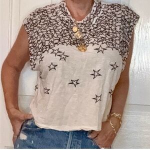 Free People Black and White Star Muscle Tee black and white (not cream)